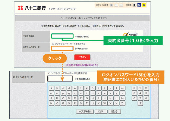 八 十 二 銀行 インターネット バンキング ログオン