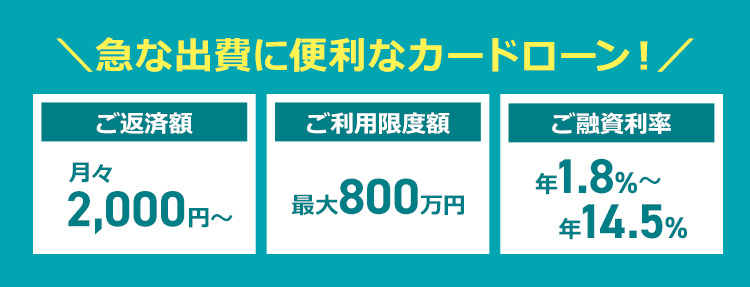 ＼急な出費に便利なカードローン！／